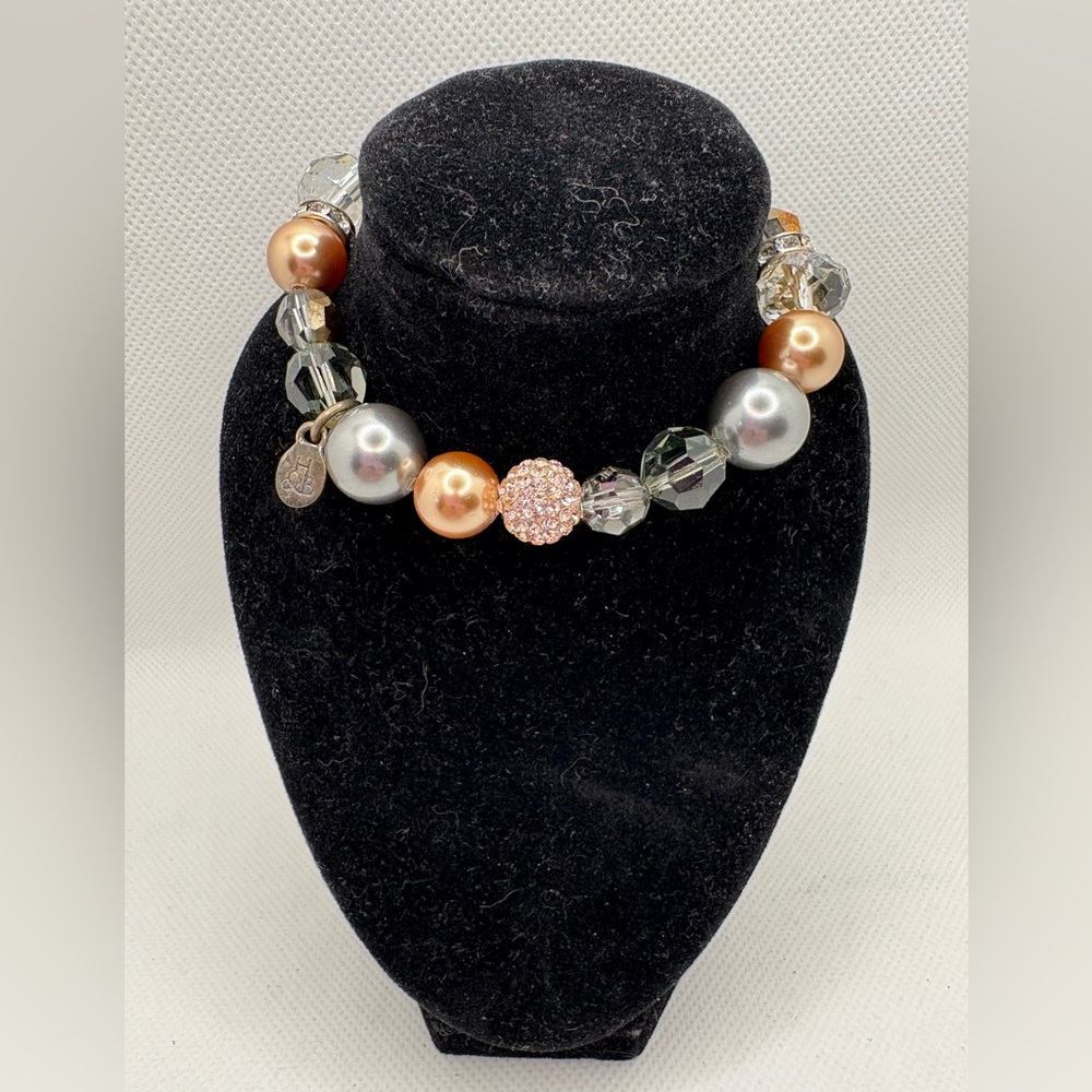 Rare Hillberg & Berk Gold & Silver Pearl and Sparkle Ball Bracelet!